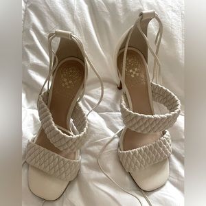 White/ Cream leather strappy Sandal heels Vince Camuto Heels 6.5